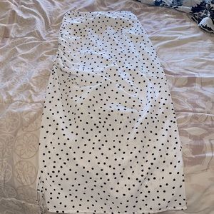Polka Dot Drawstring Midi Skirt